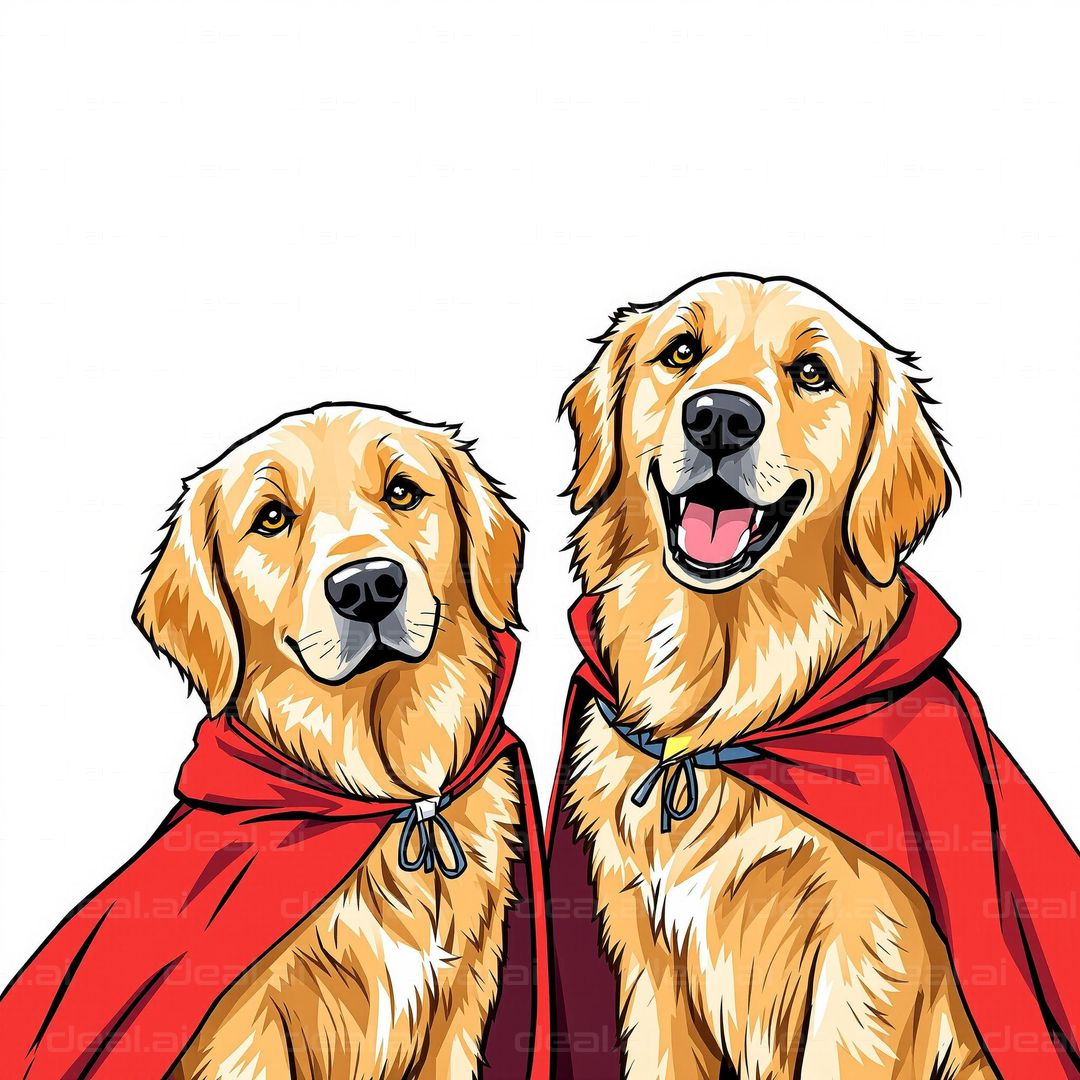 Superhero Dogs in Red Capes