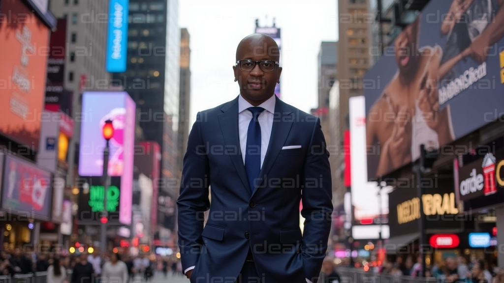 Man in Suit at Times Square