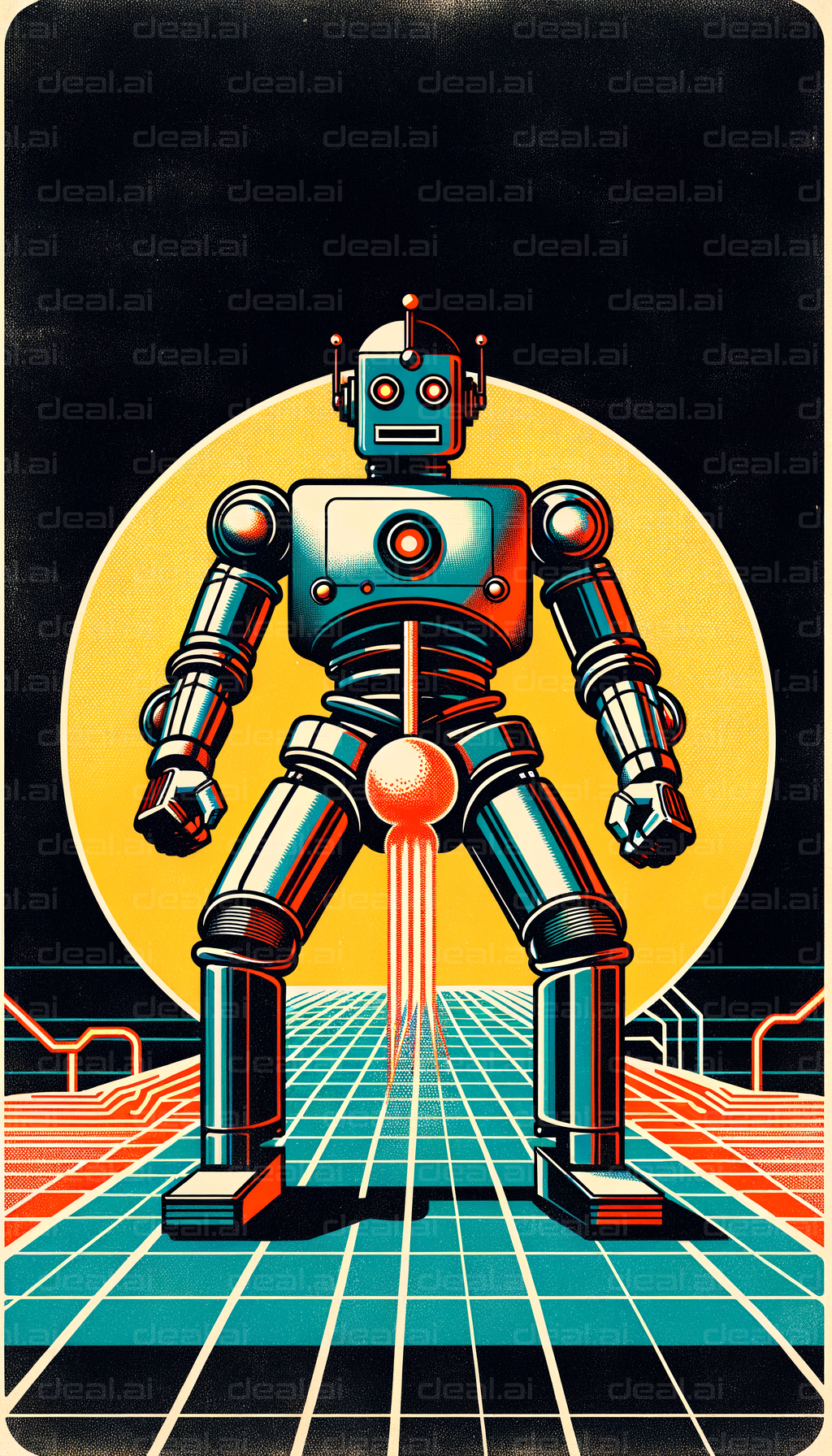 Retro Futuristic Robot Art