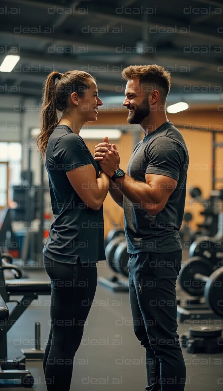 "Fitness Couple Motivating Each Other"