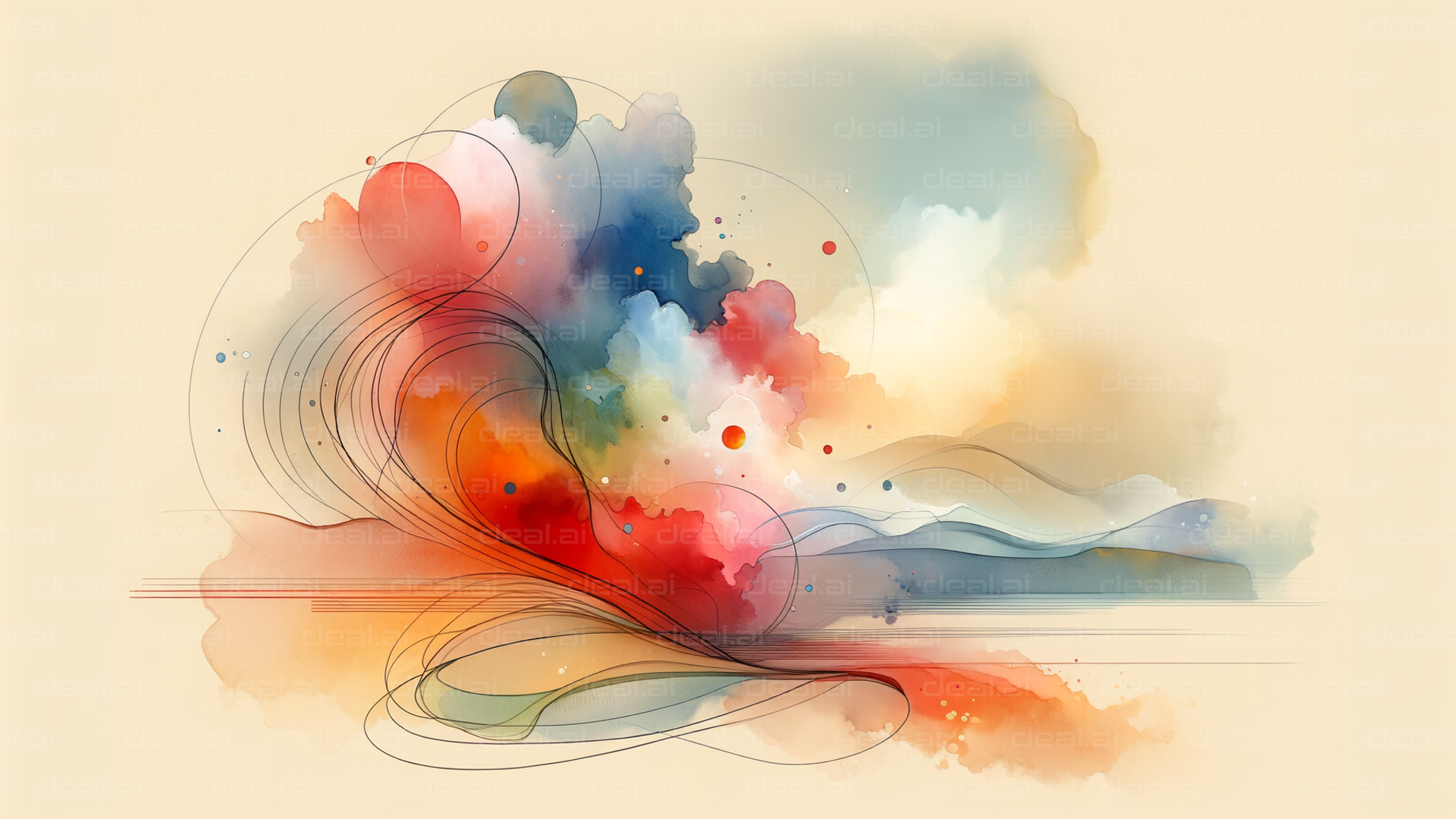 "Vibrant Abstract Watercolor Waves"
