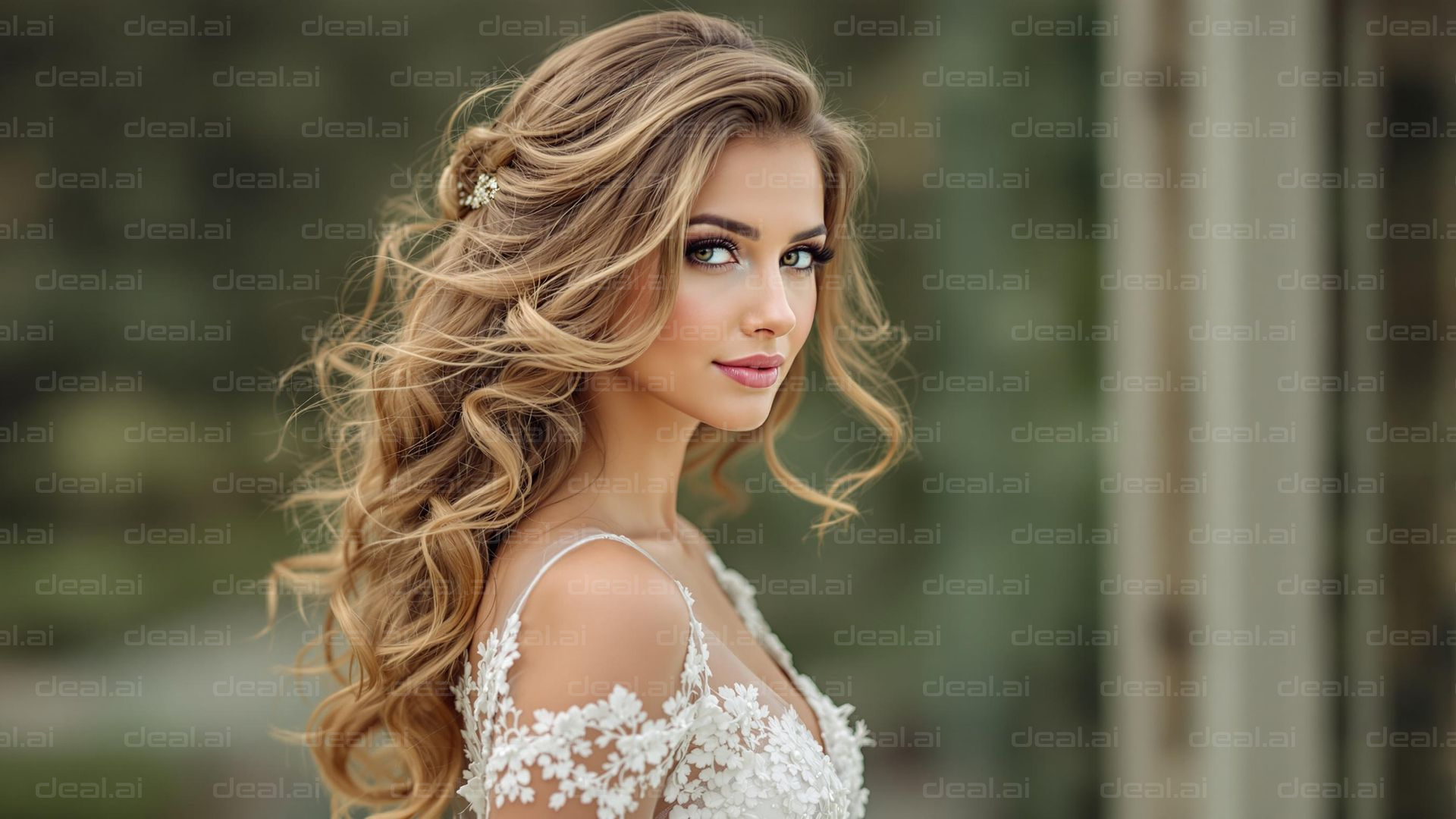 Bride in Elegant White Dress