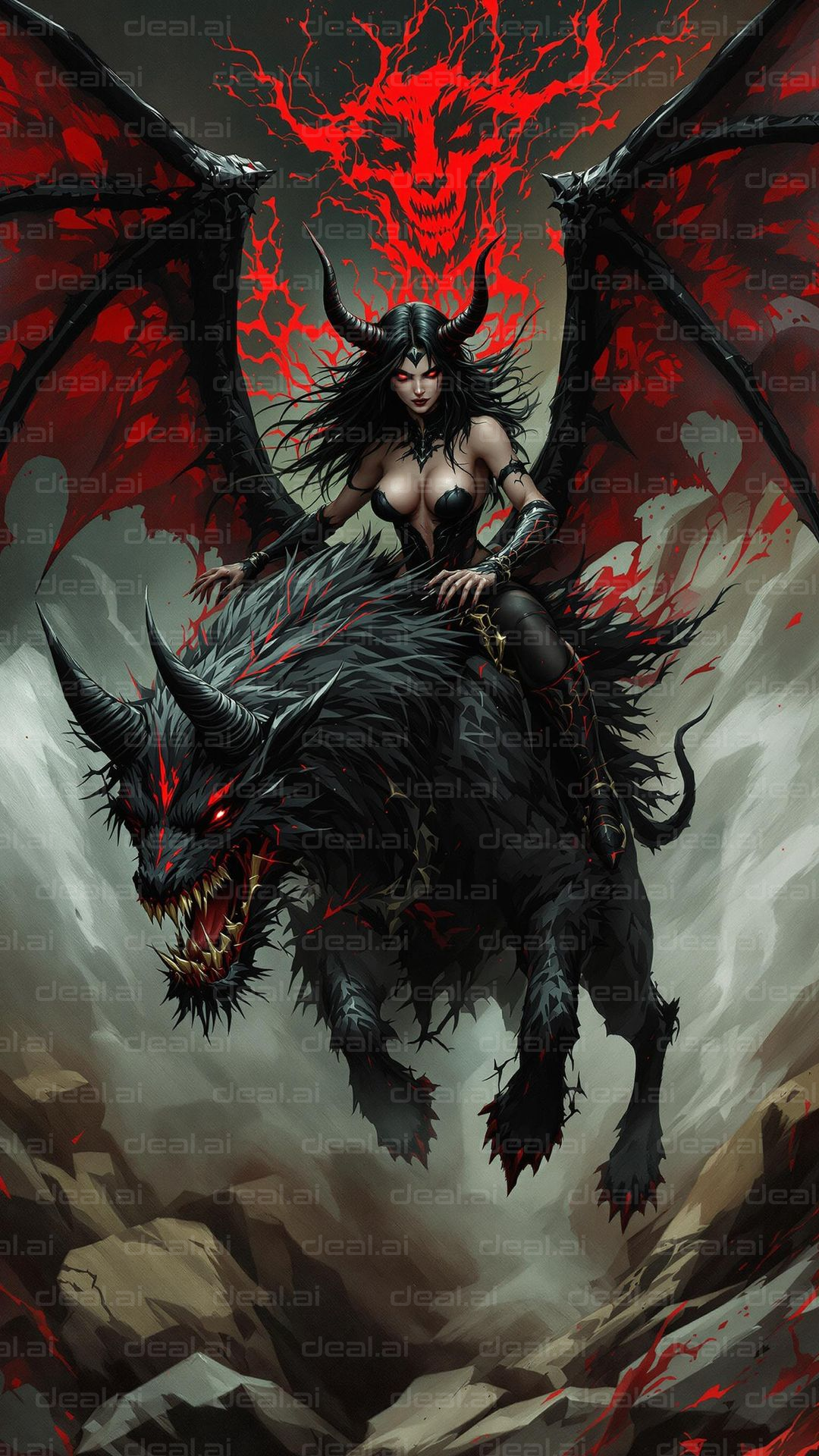 Demonic Rider in Fiery Descent