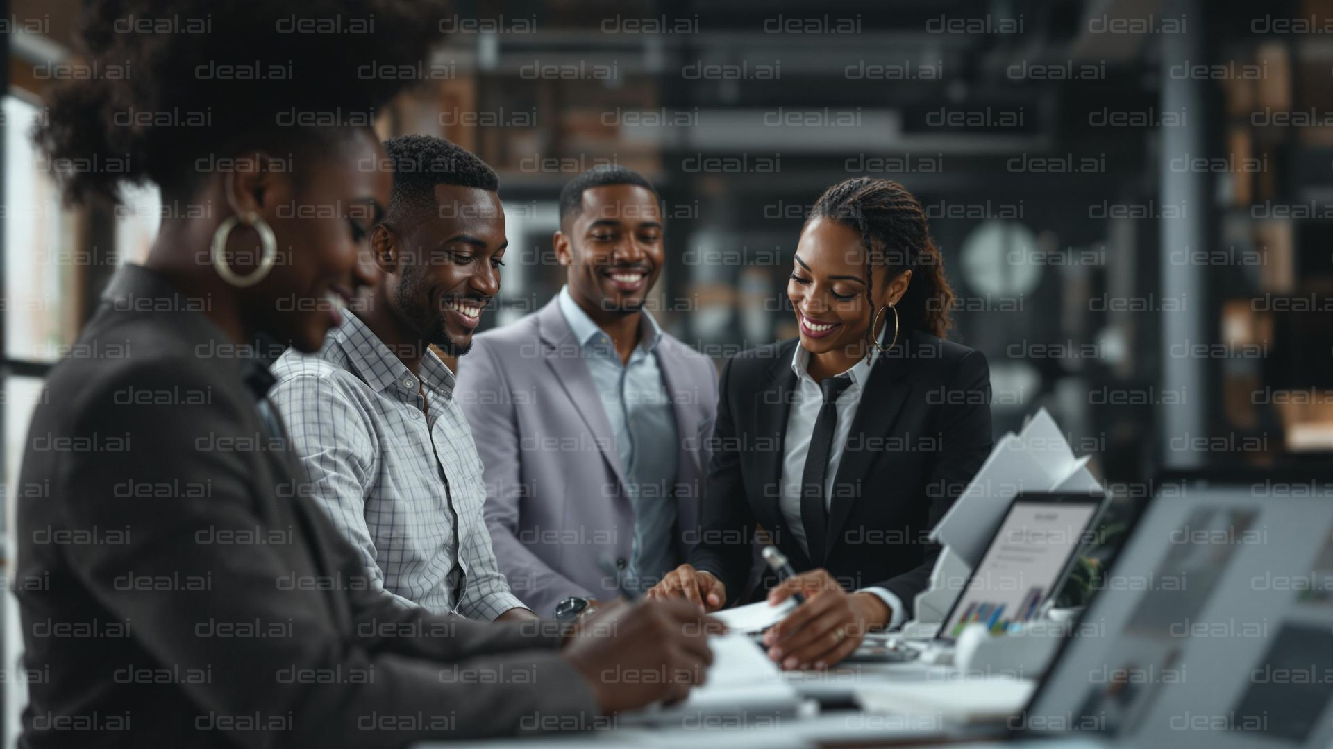 Smiling Team at Work Meeting