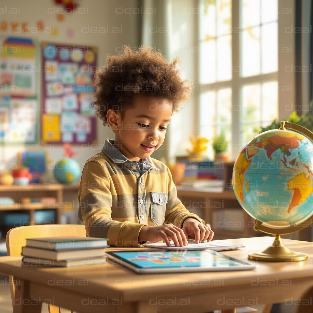 "Young Explorer in Classroom"