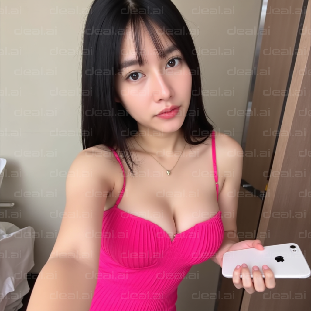 Woman in Pink Dress Taking a Selfie