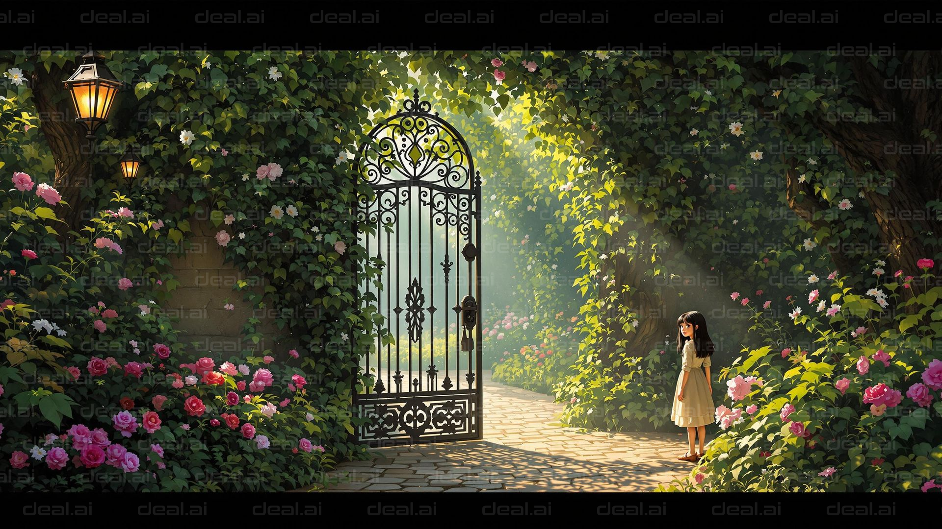 Girl in Enchanted Garden Gateway