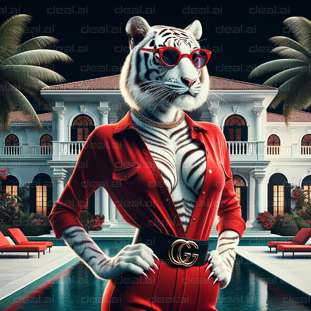 Stylish Tiger by the Poolside