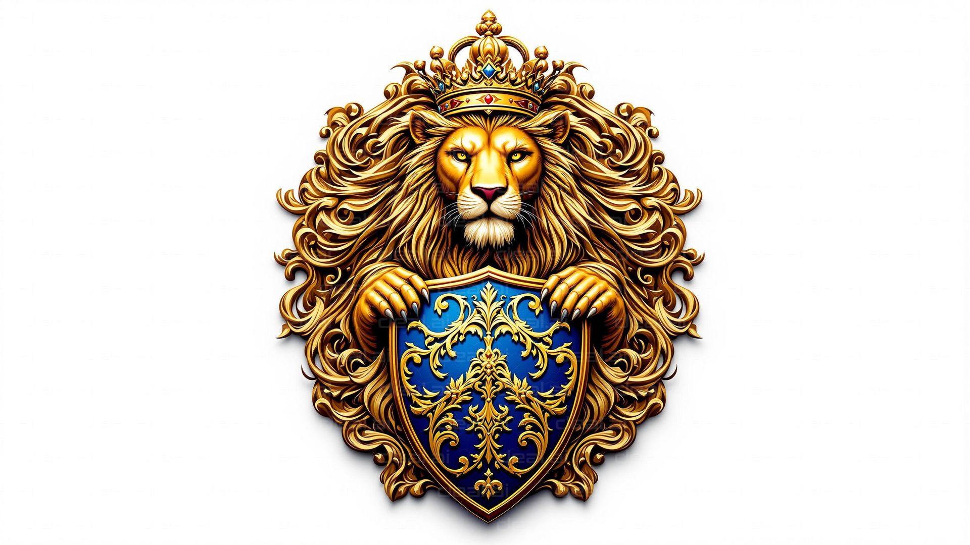 Regal Lion Emblem with Crown