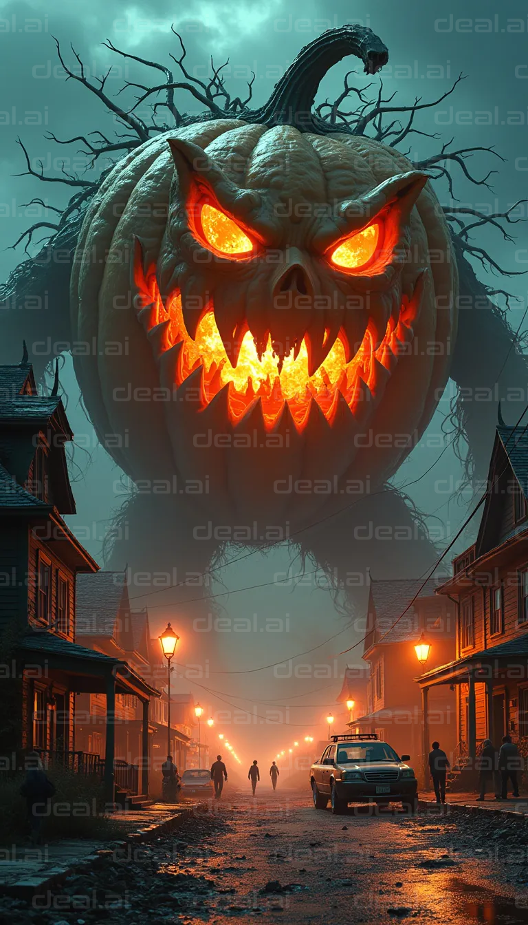 "Giant Evil Pumpkin Invades Town"