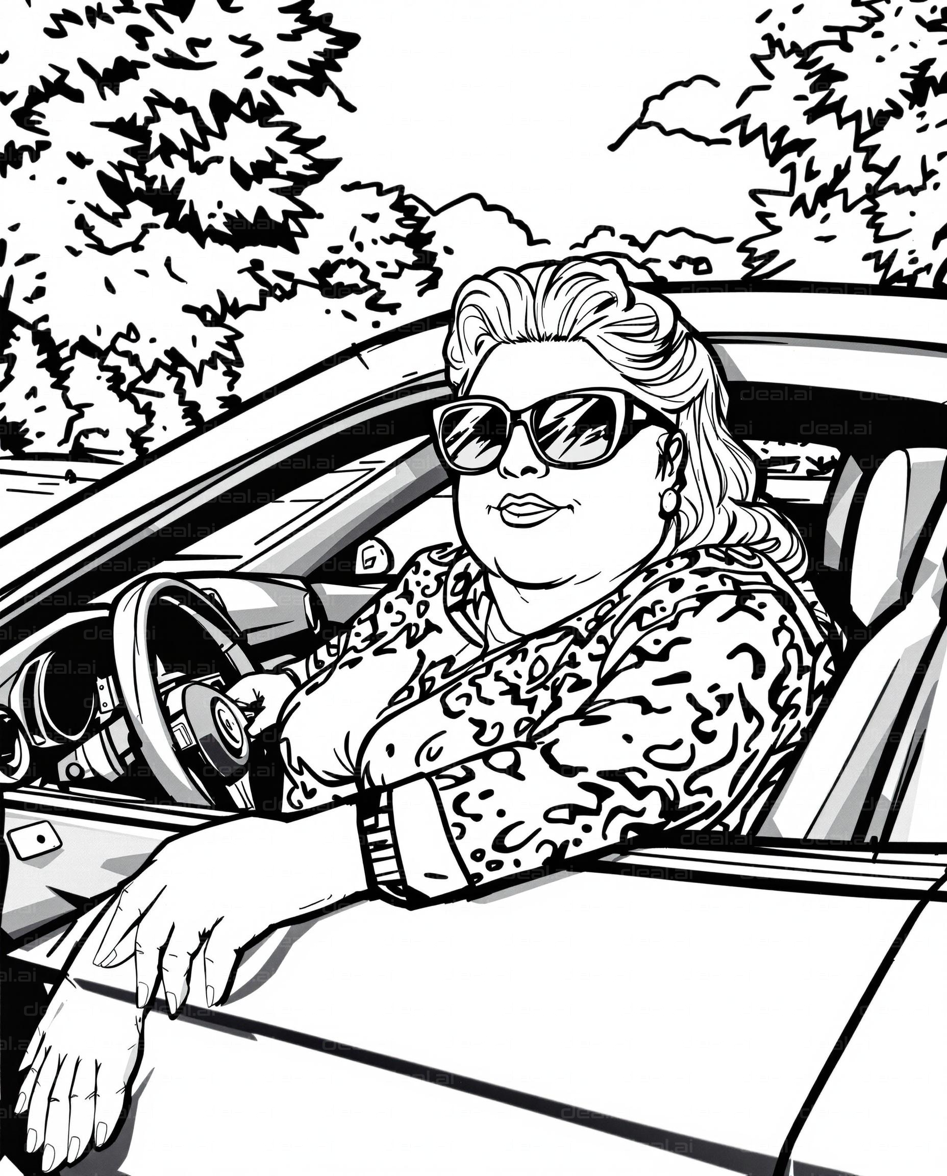 Stylish Lady in Sunglasses Driving