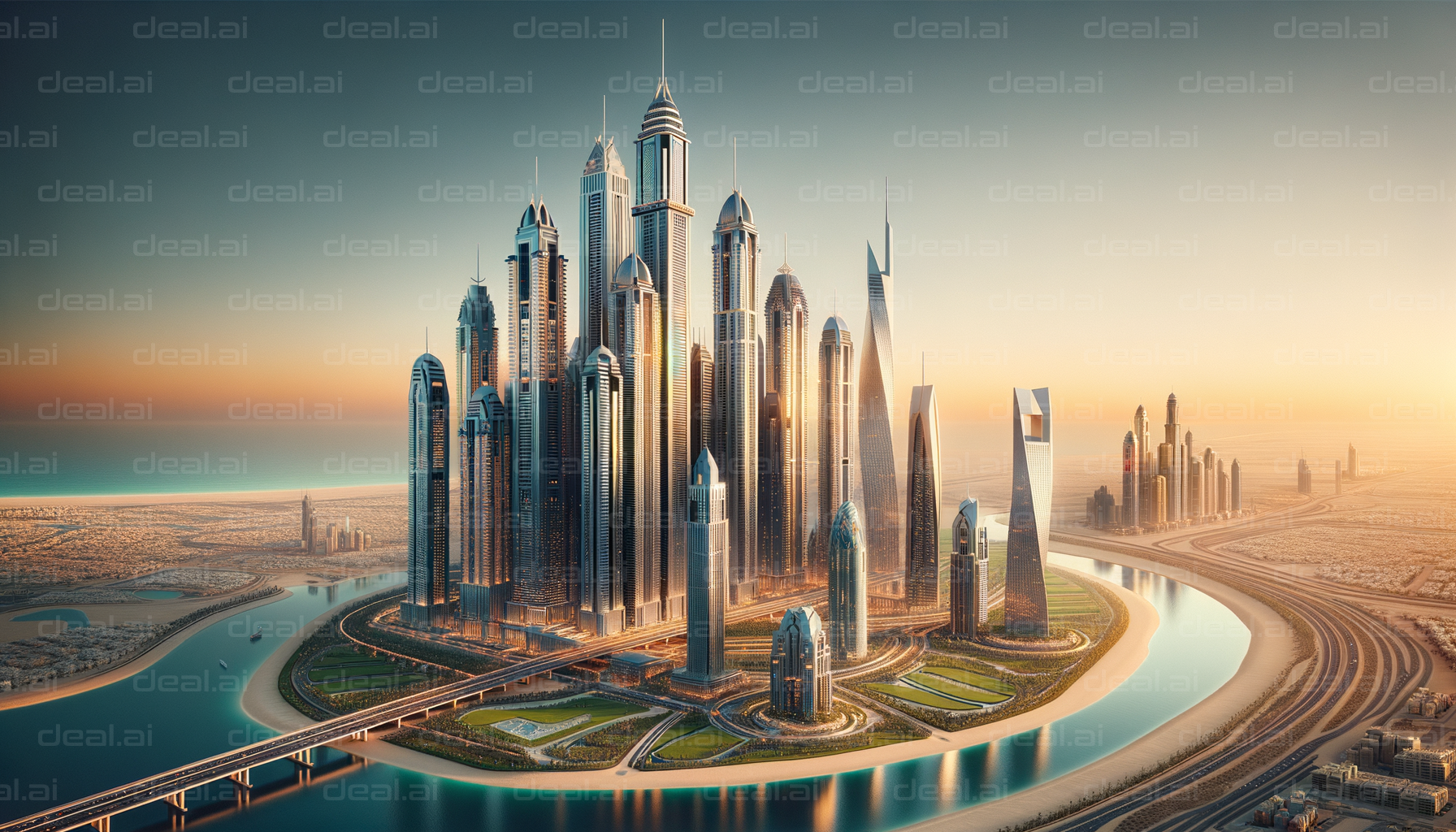 "Futuristic Cityscape at Sunset"