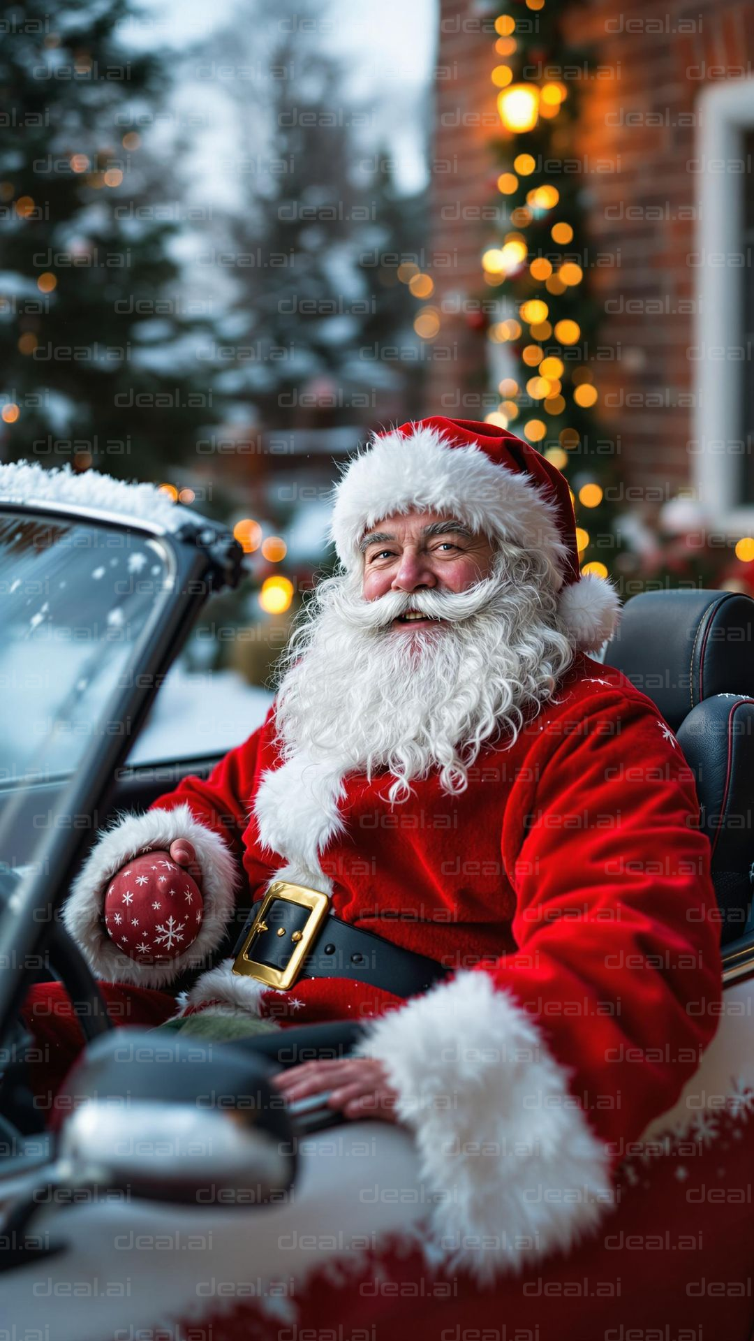 Santa Cruising in a Red Convertible