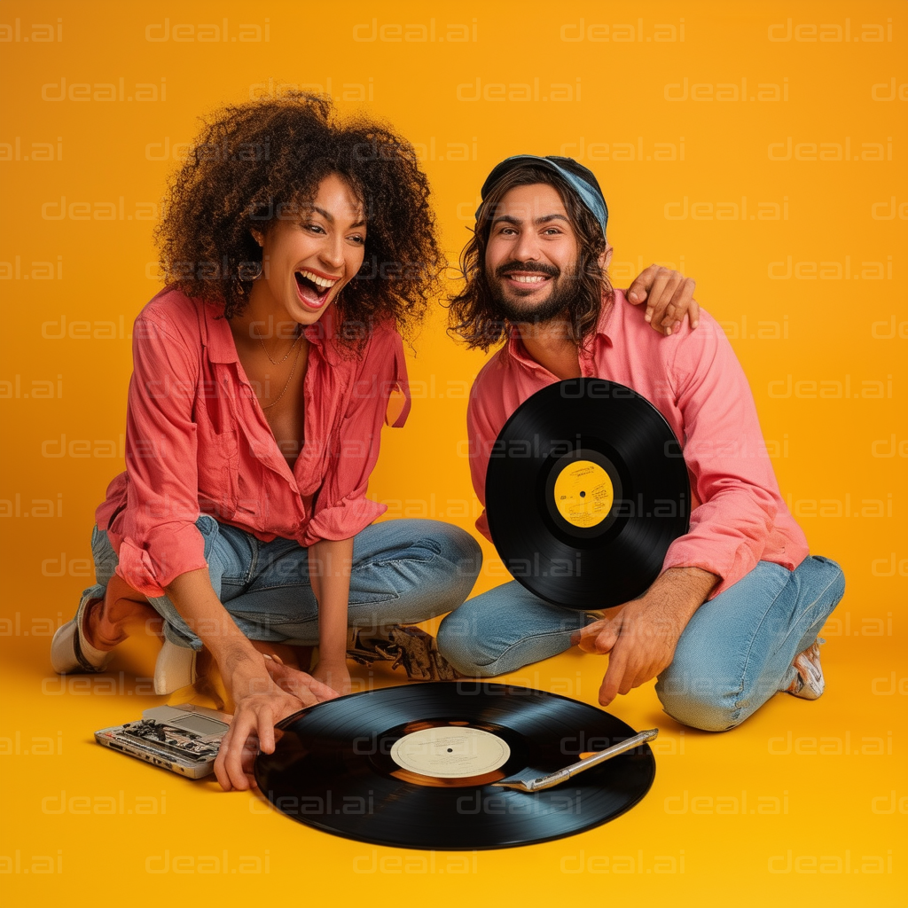 Joyful Vinyl Record Enthusiasts