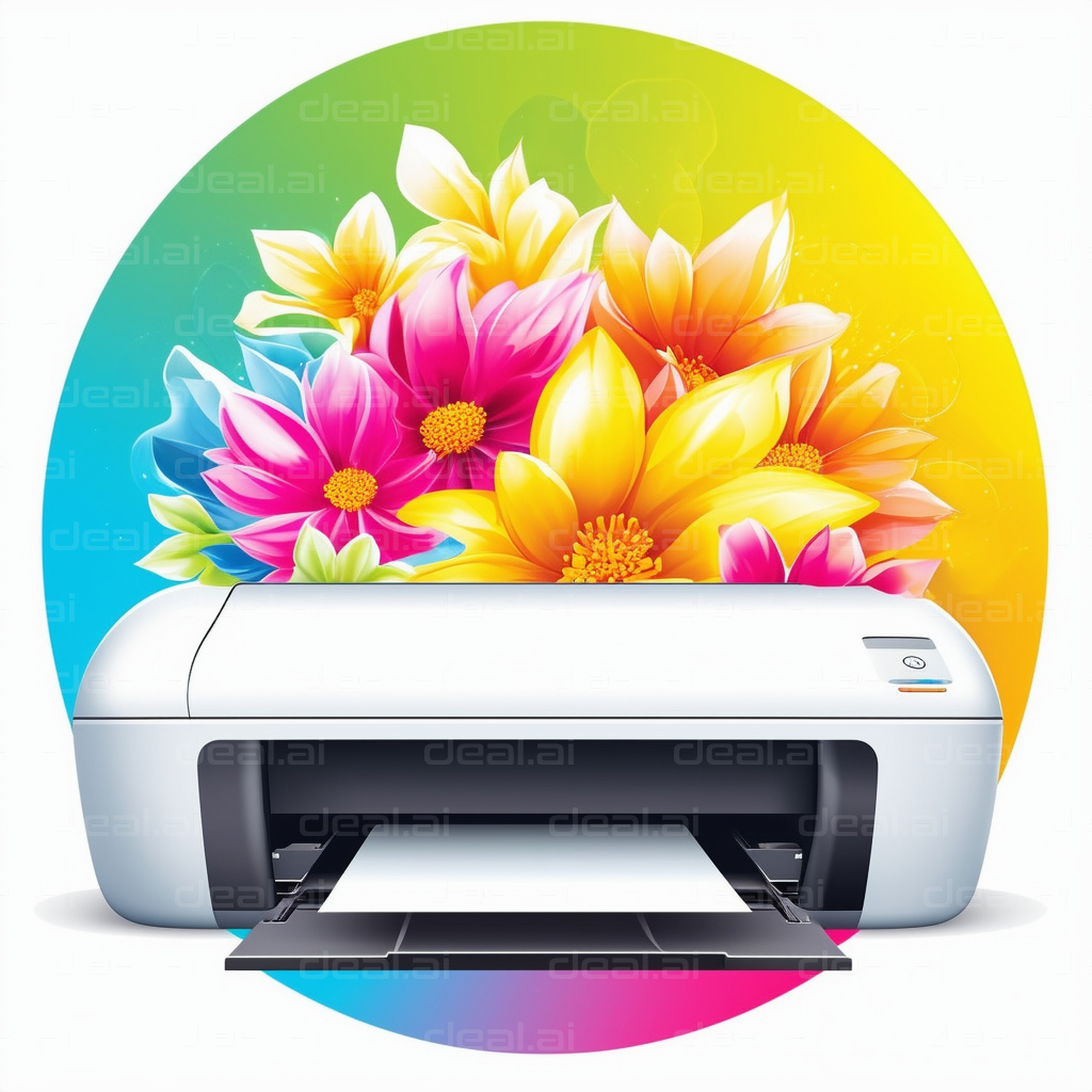 "Colorful Floral Printer Art"