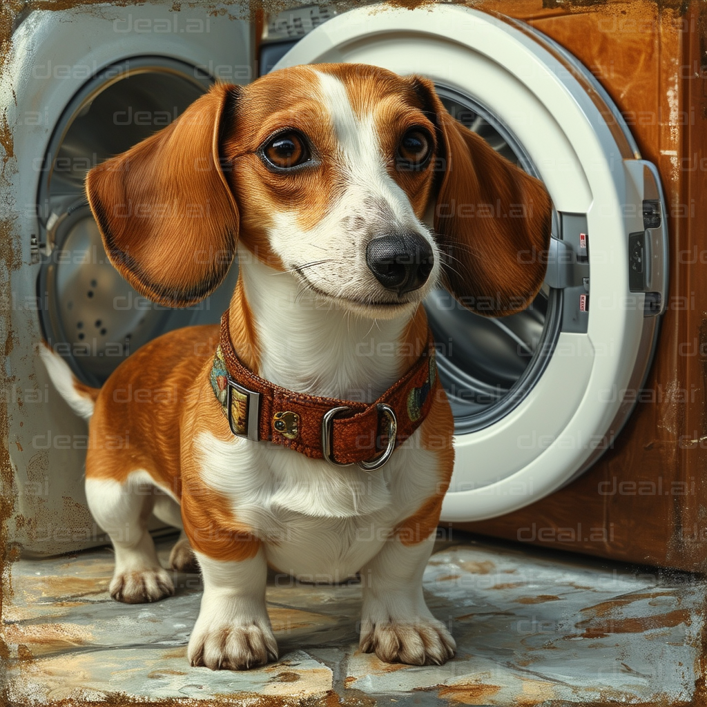 "Dachshund's Laundry Day Adventure"