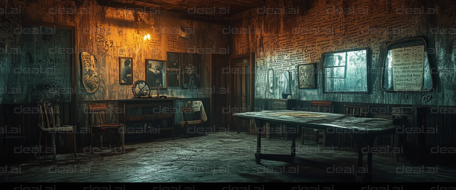 "Mysterious Abandoned Room with Writings"