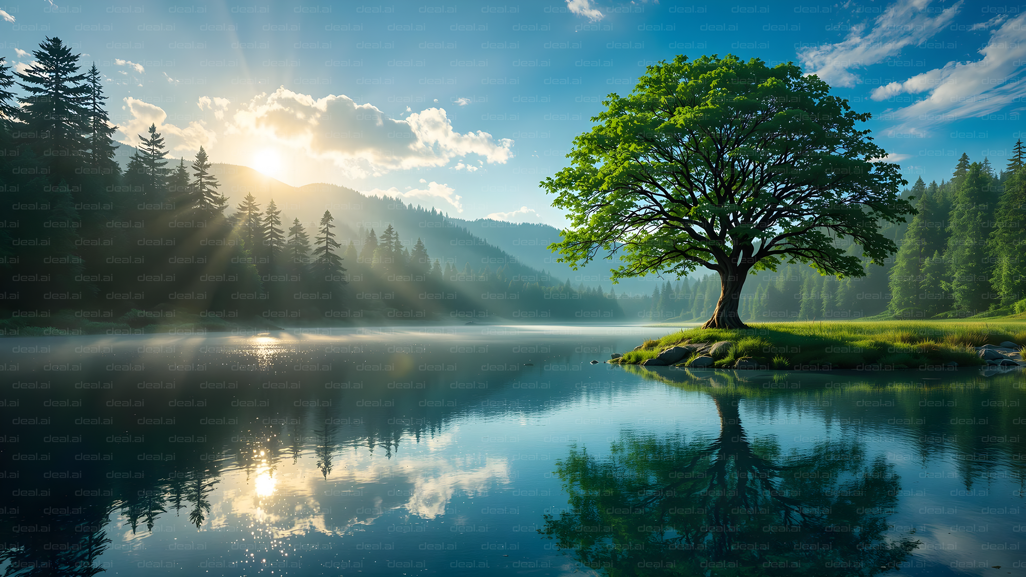 Serene Lake at Sunrise