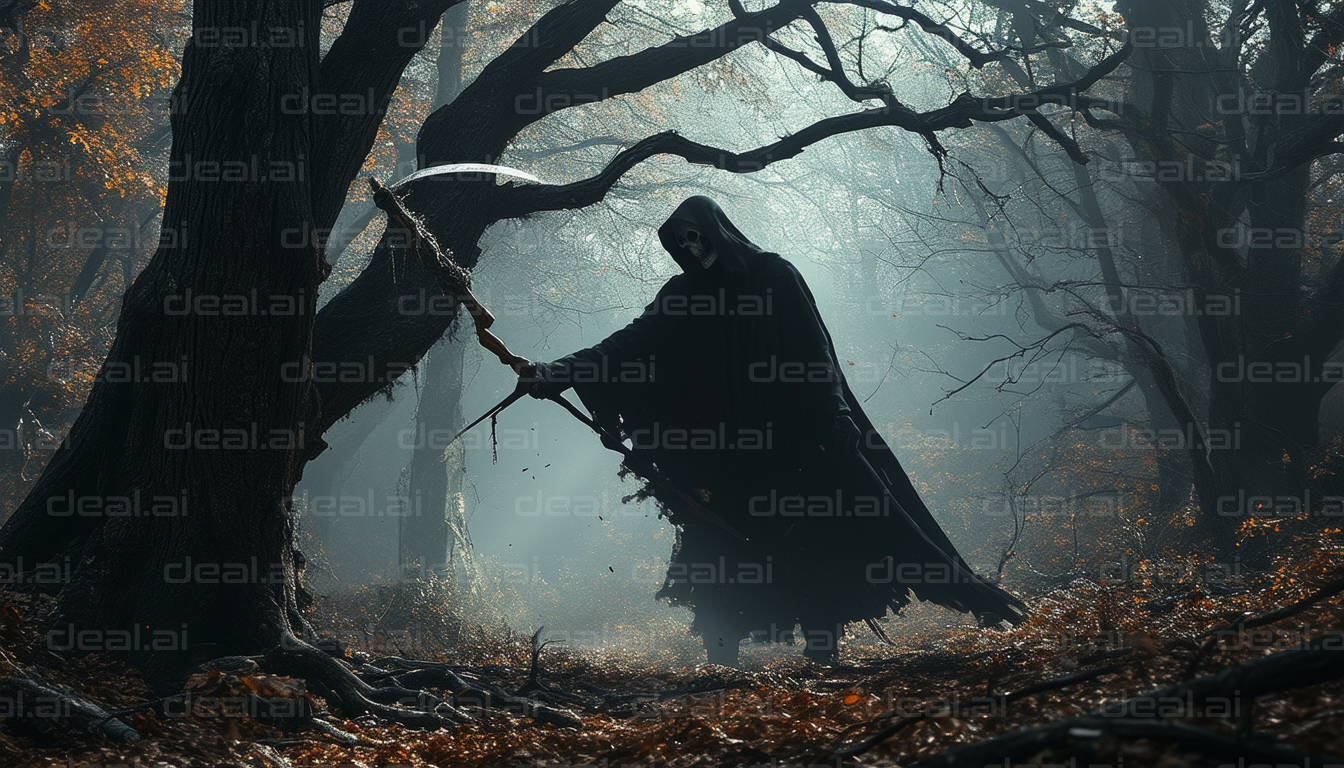 "Grim Reaper in Enchanted Forest"