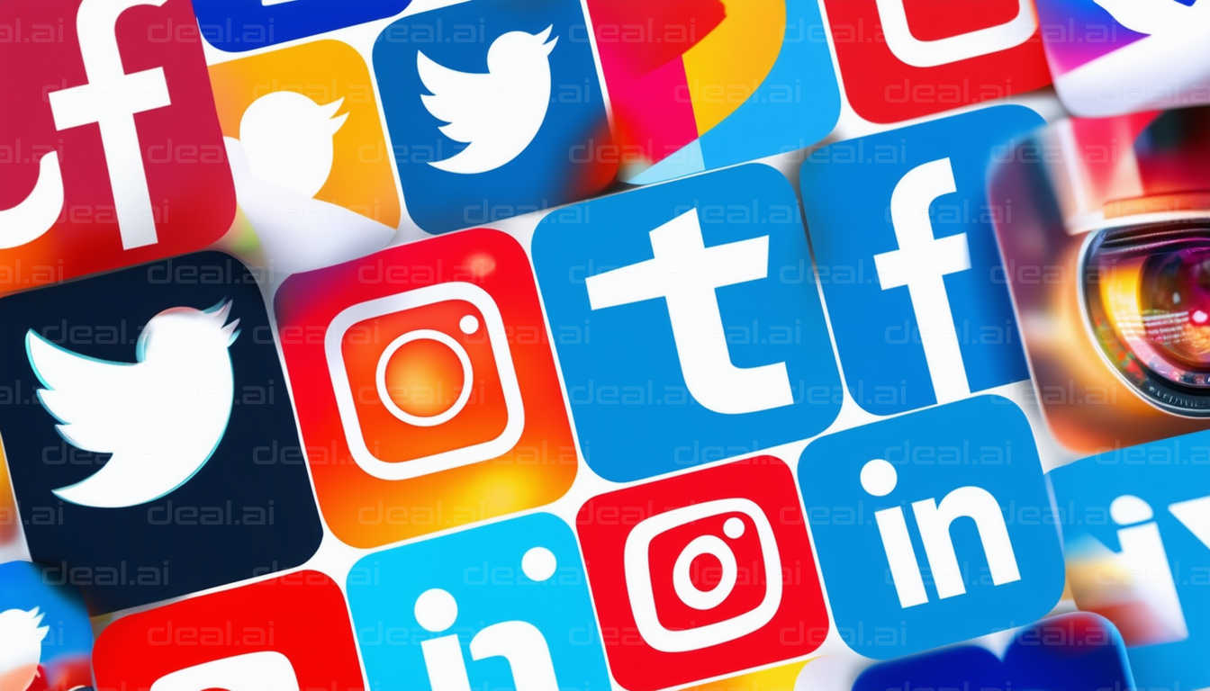 "Popular Social Media App Icons Collage"