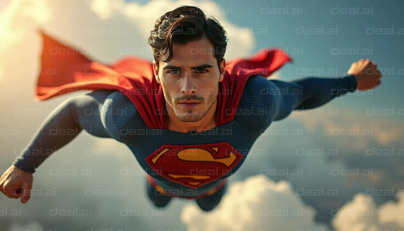 "Hero Soars Through the Clouds"