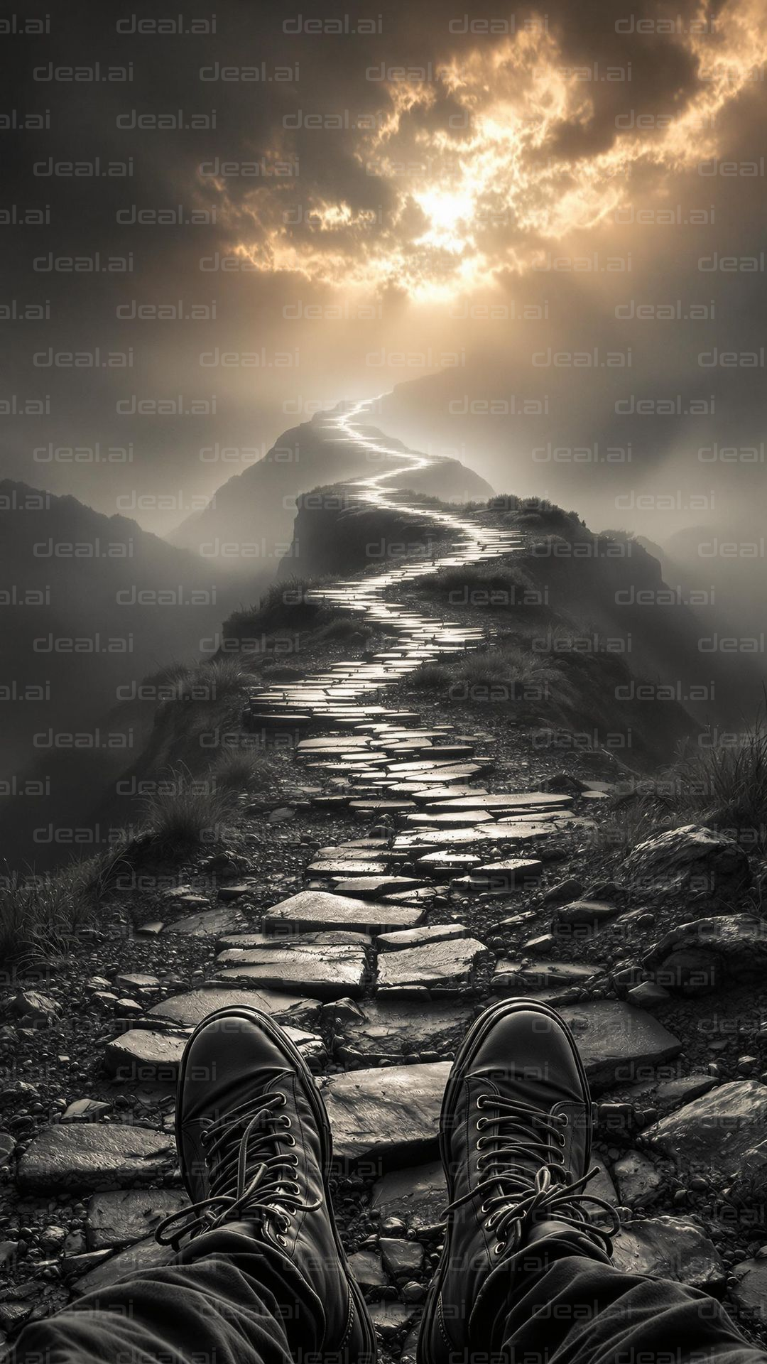 Journey to the Light: A Stone Pathway