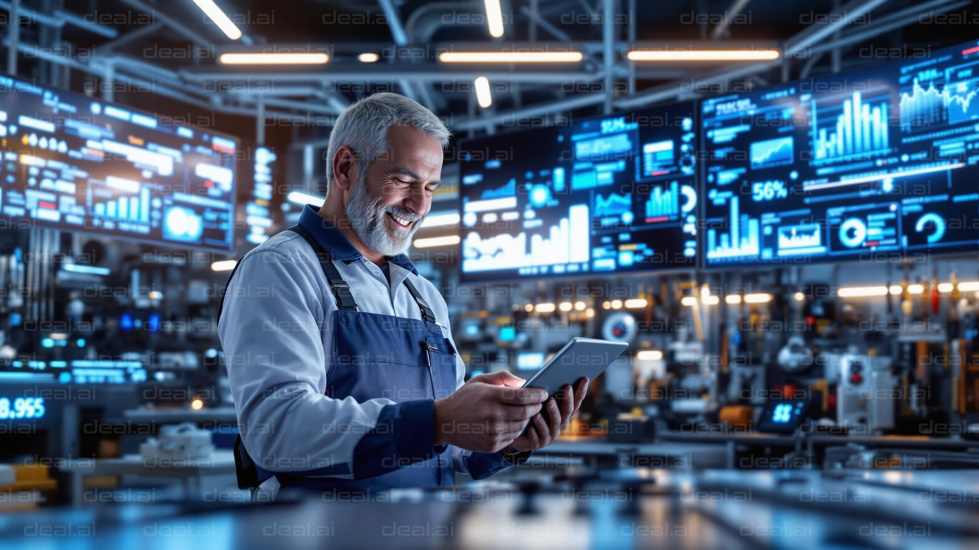 Engineer Analyzing Data on Tablet
