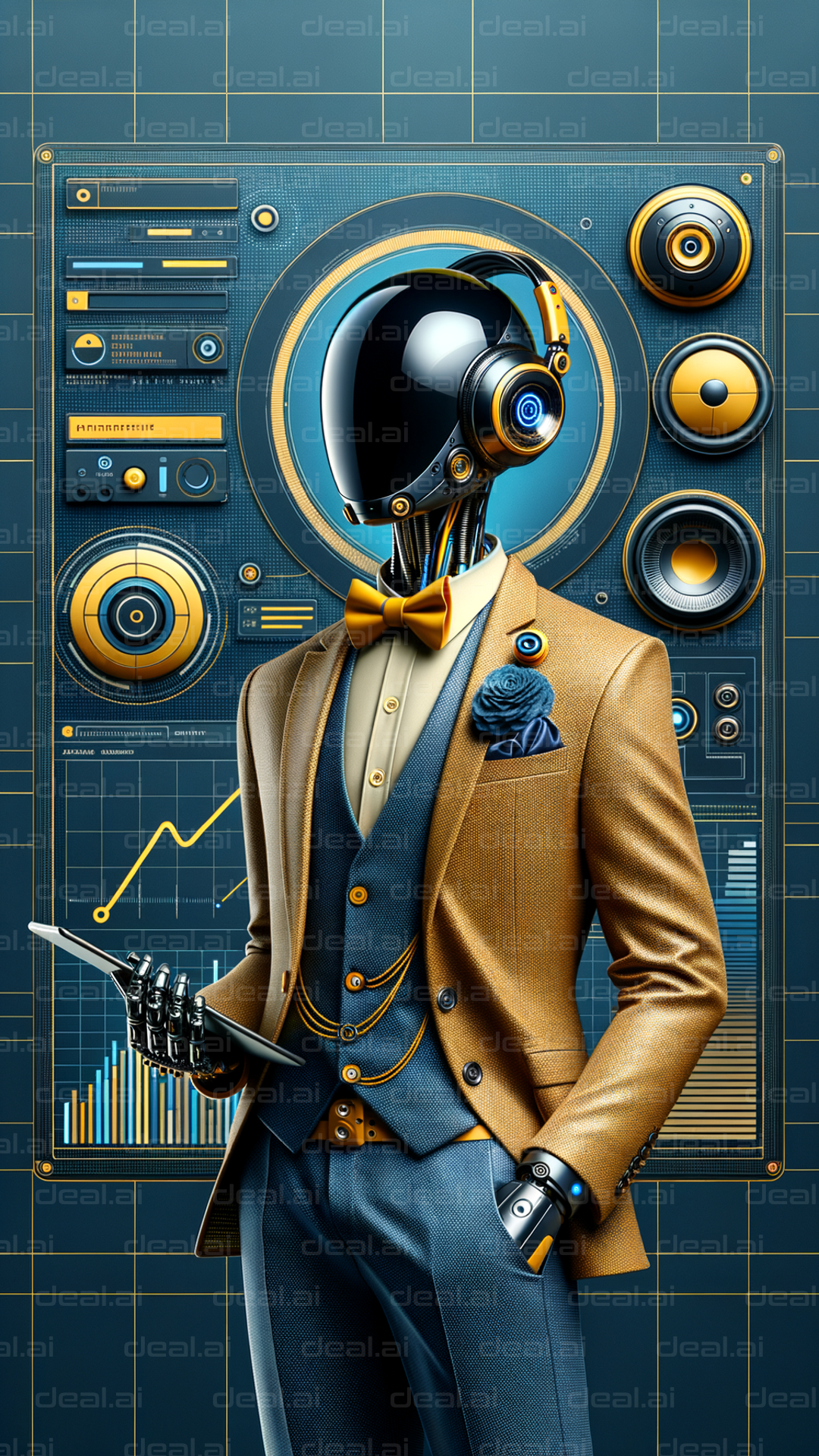 "AI Businessman in Futuristic Suit"