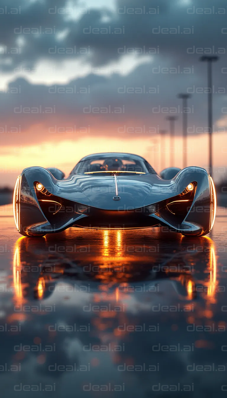 Futuristic Supercar at Sunset