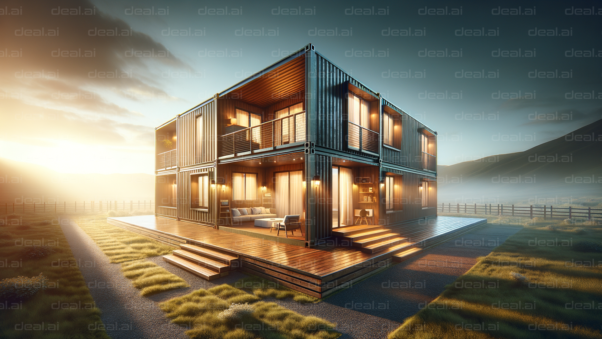 Modern Container Home at Sunrise