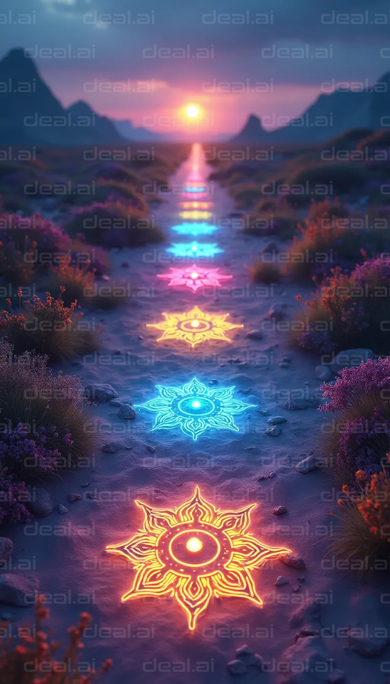 "Glowing Patterns Leading to the Horizon"