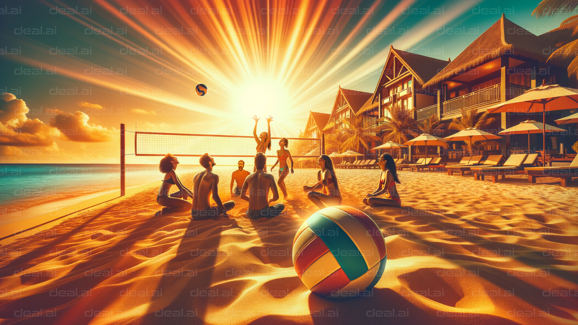 Beach Volleyball at Sunset