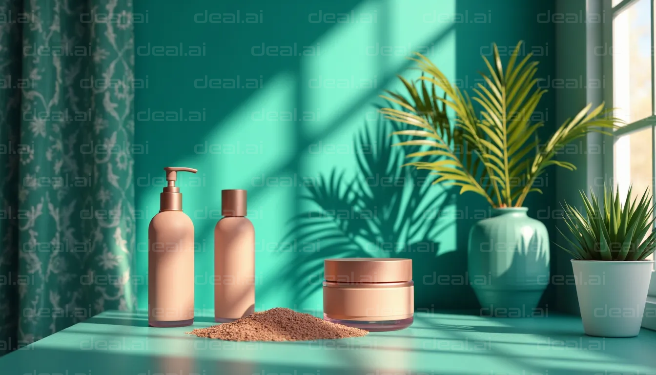 "Elegant Skincare in Sunlit Setting"