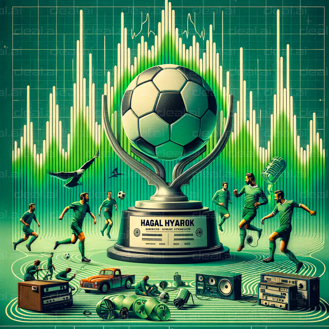 "Vibrant Green Football Trophy Celebration"