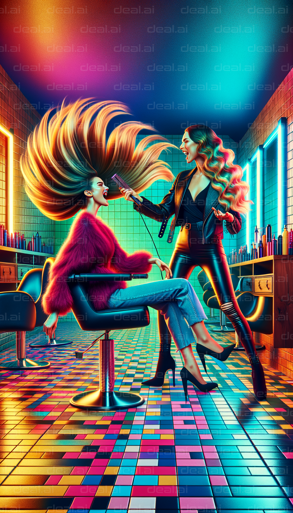 "Futuristic Hair Salon Magic"