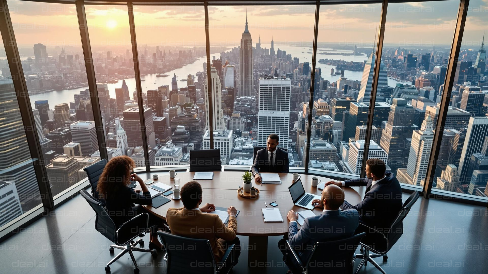 Skyline Meeting at Sunset