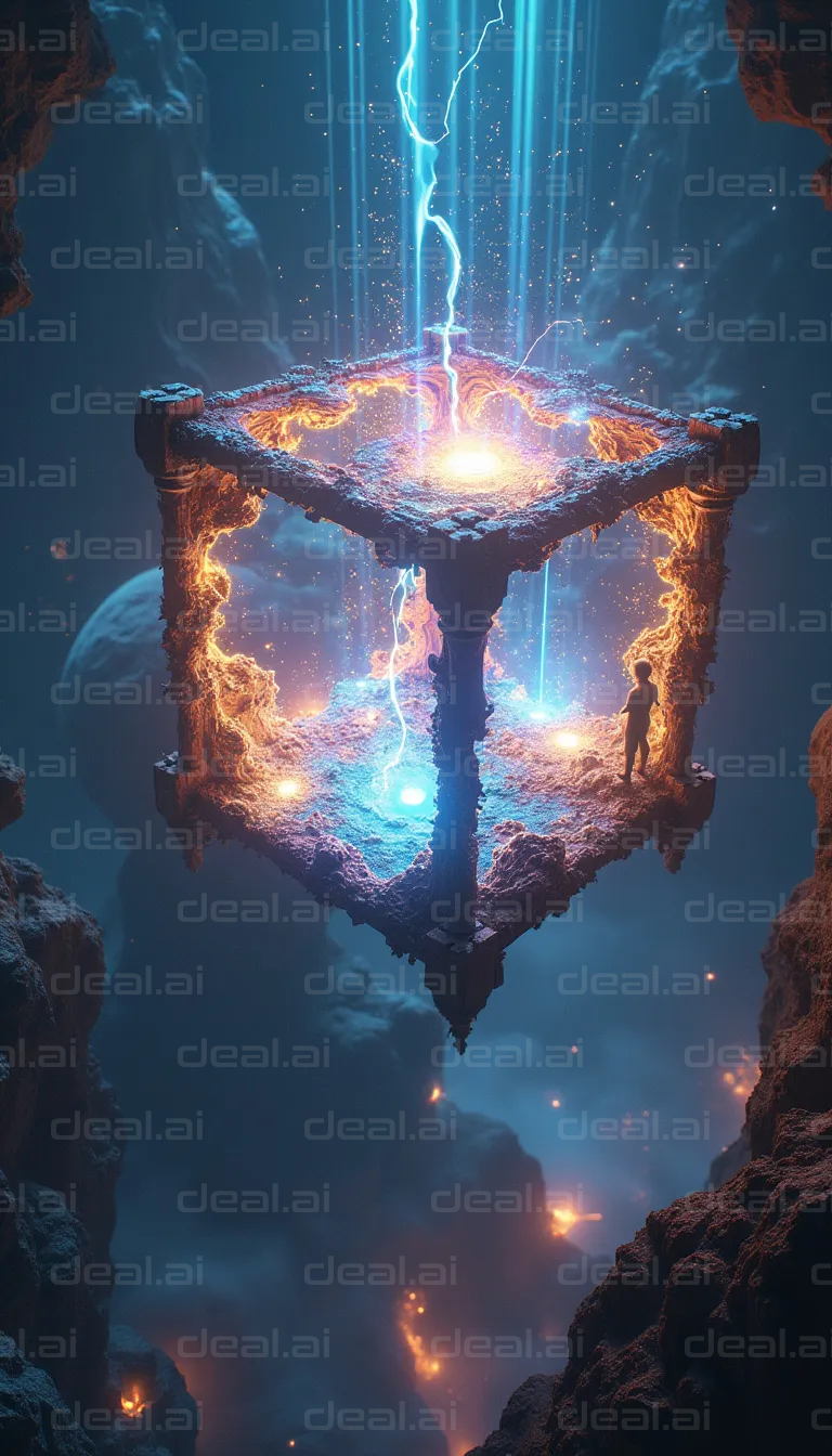 "Elevated Mystical Cube with Lightning"