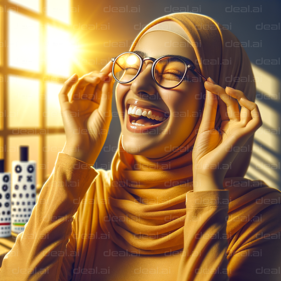 "Beaming Joy in New Glasses"