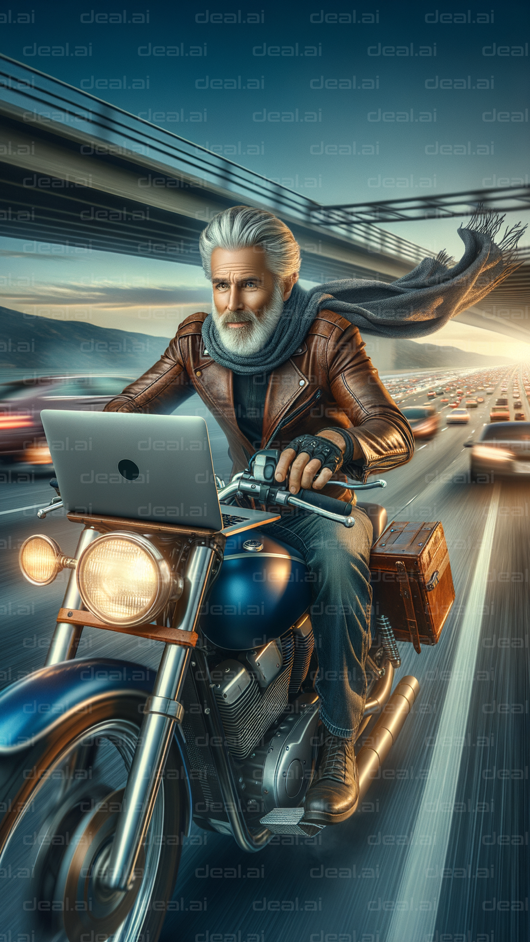 "Tech-Savvy Motorcycle Rider"