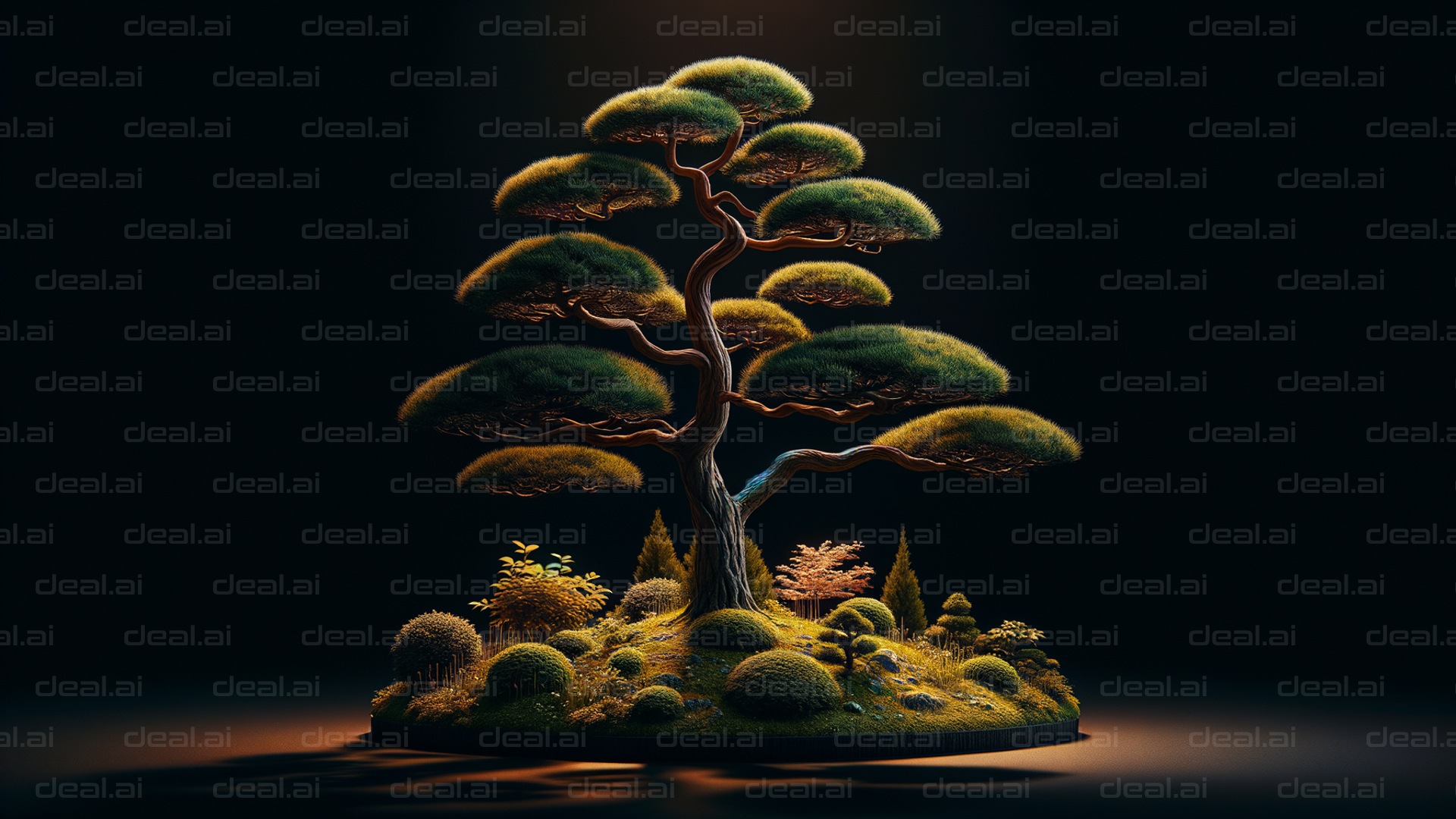 Elegant Bonsai in Spotlight