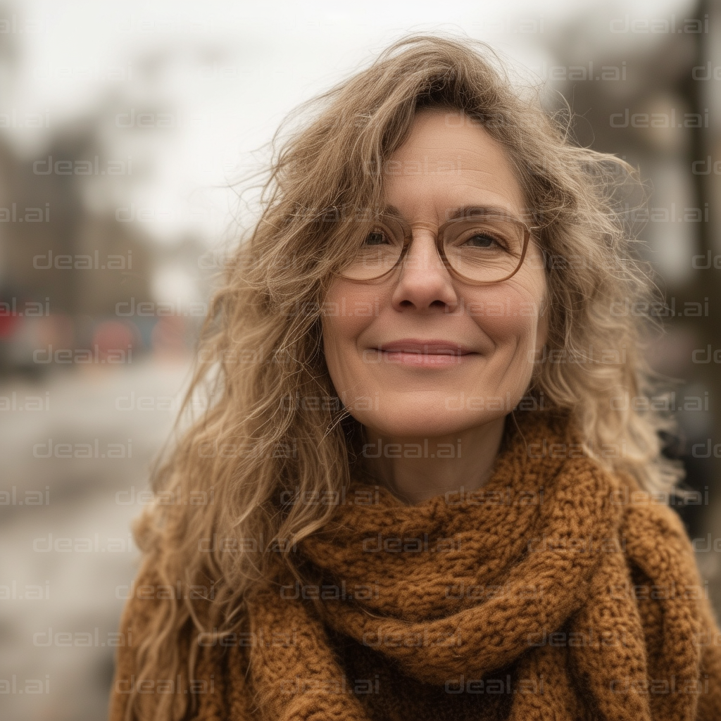 Woman Smiling on a Chilly Day