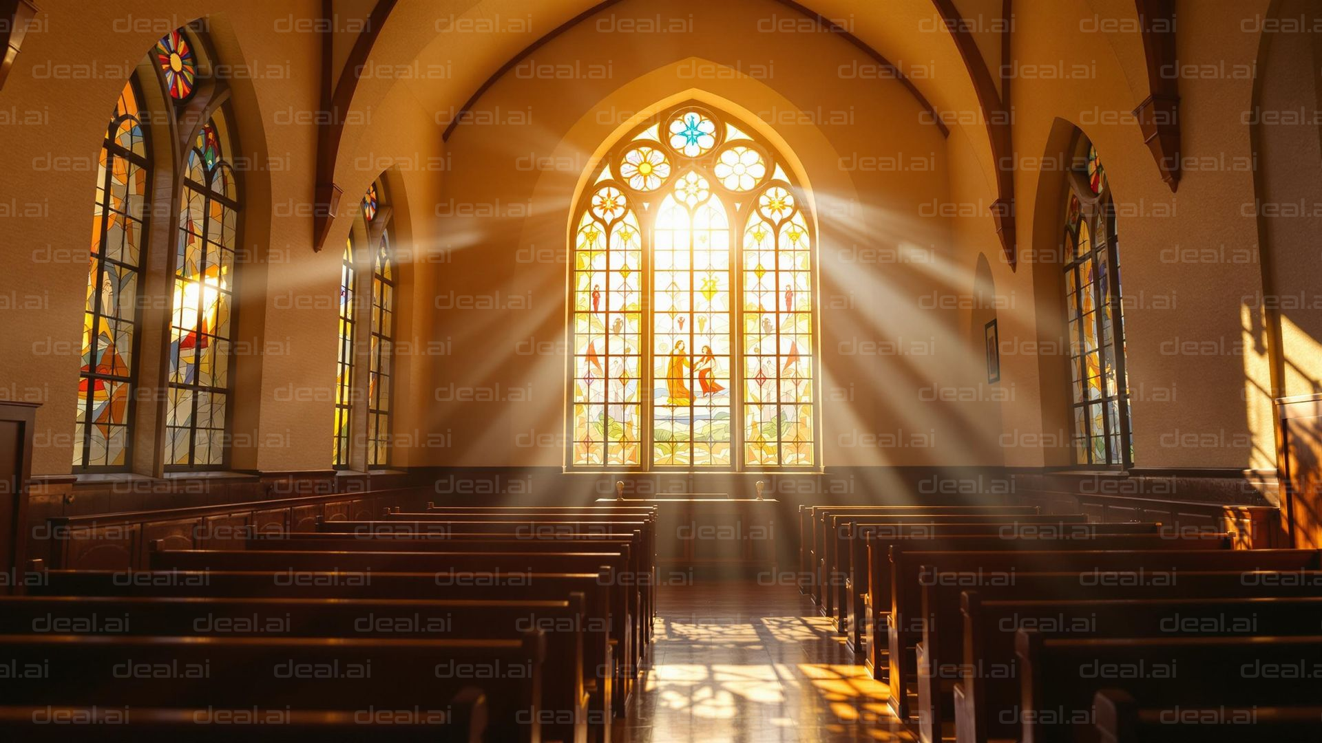 Sunlit Stained Glass Reflections