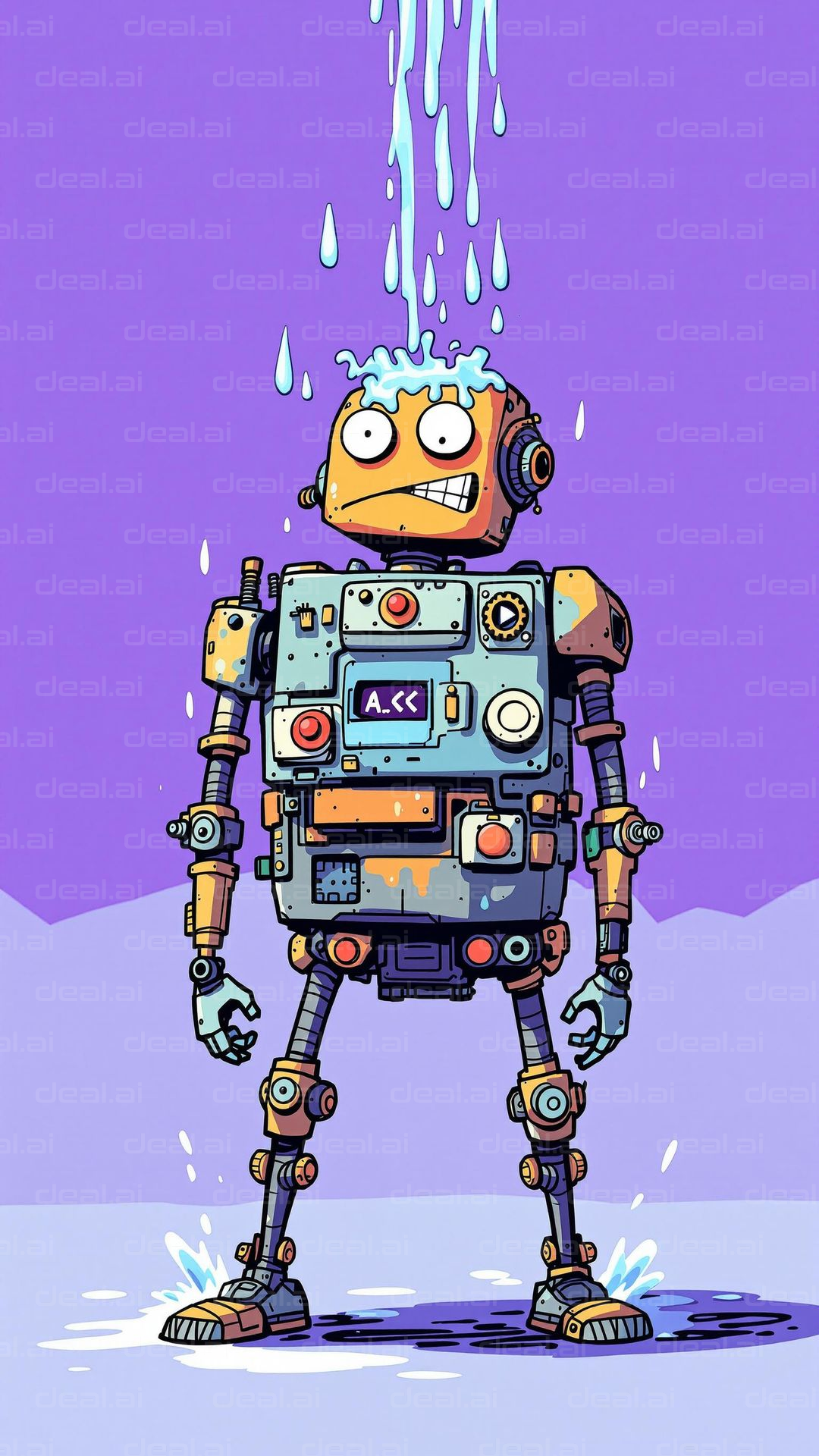 "Robot Faces Unexpected Shower"