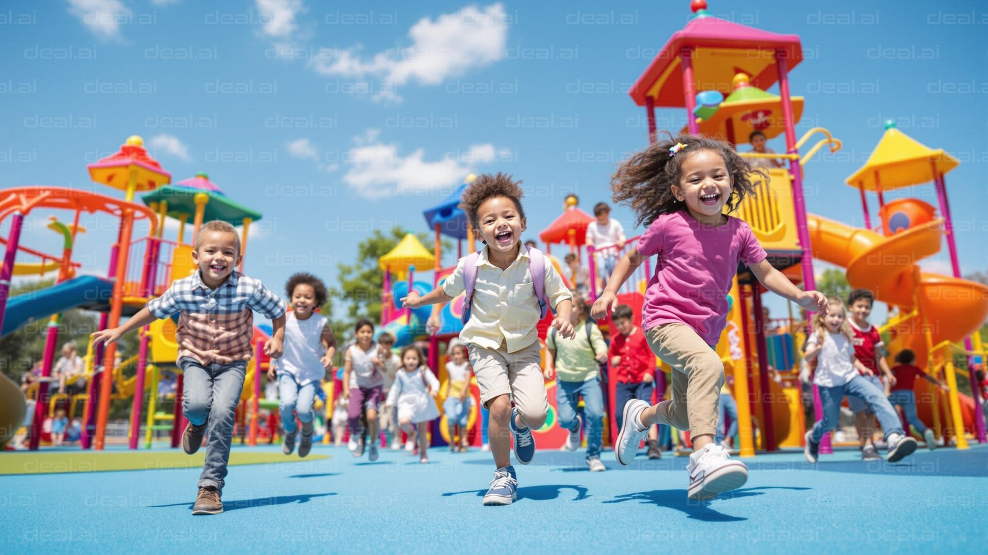 Kids Playing at Colorful Park