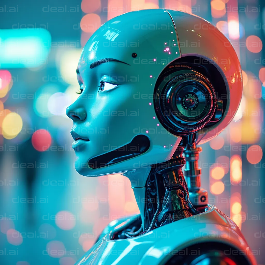 Futuristic Cyborg in Neon Lights