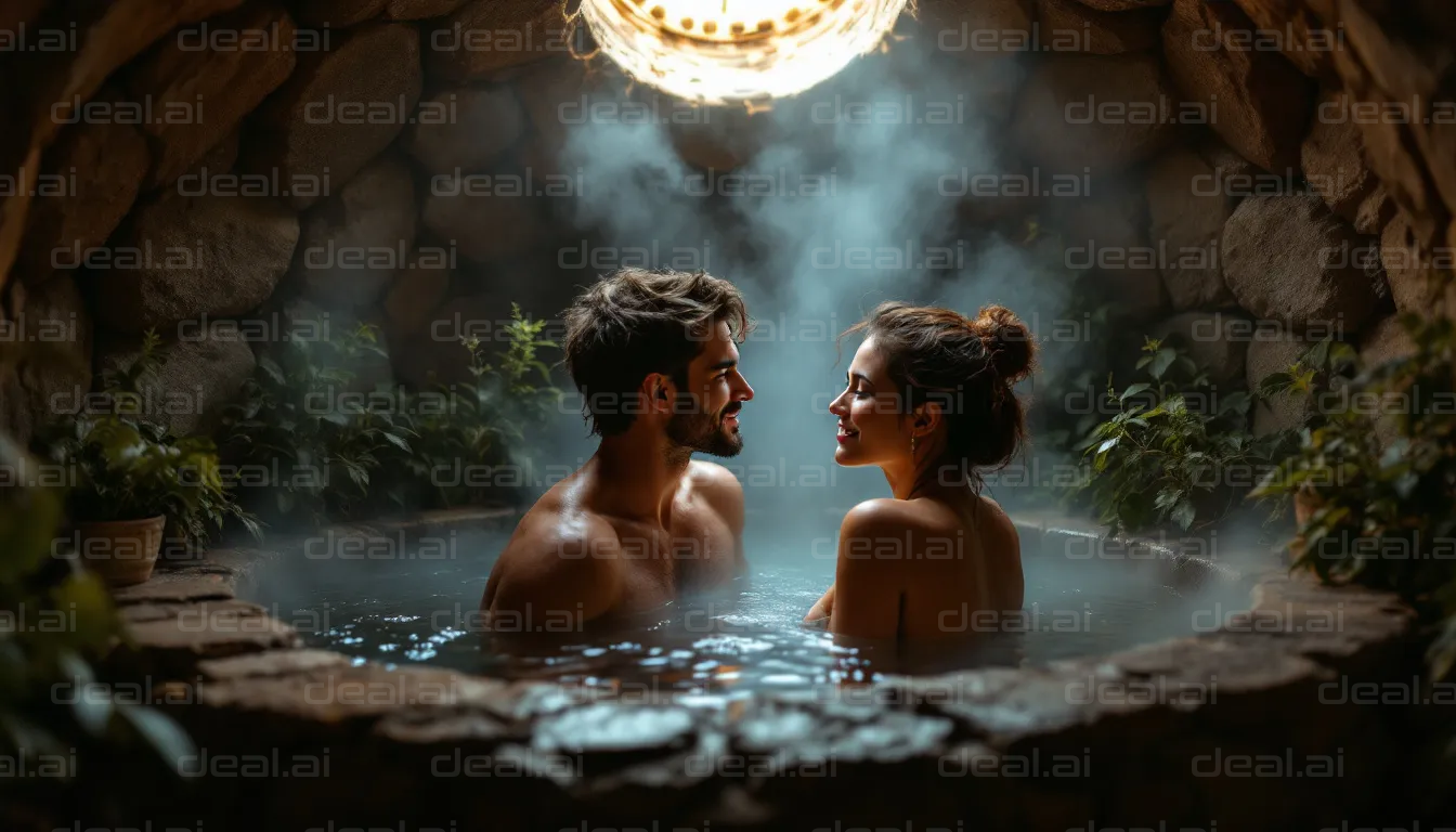 "Romantic Hot Spring Moment"