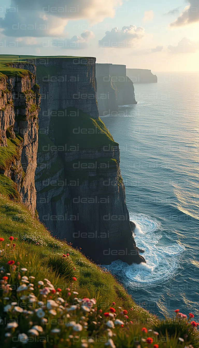 Cliffs Overlooking the Ocean at Sunset