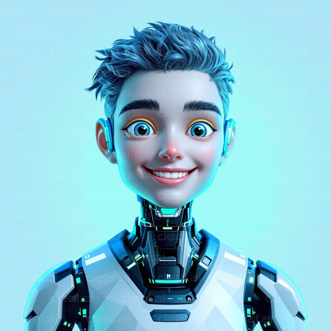 "Smiling Futuristic Android"