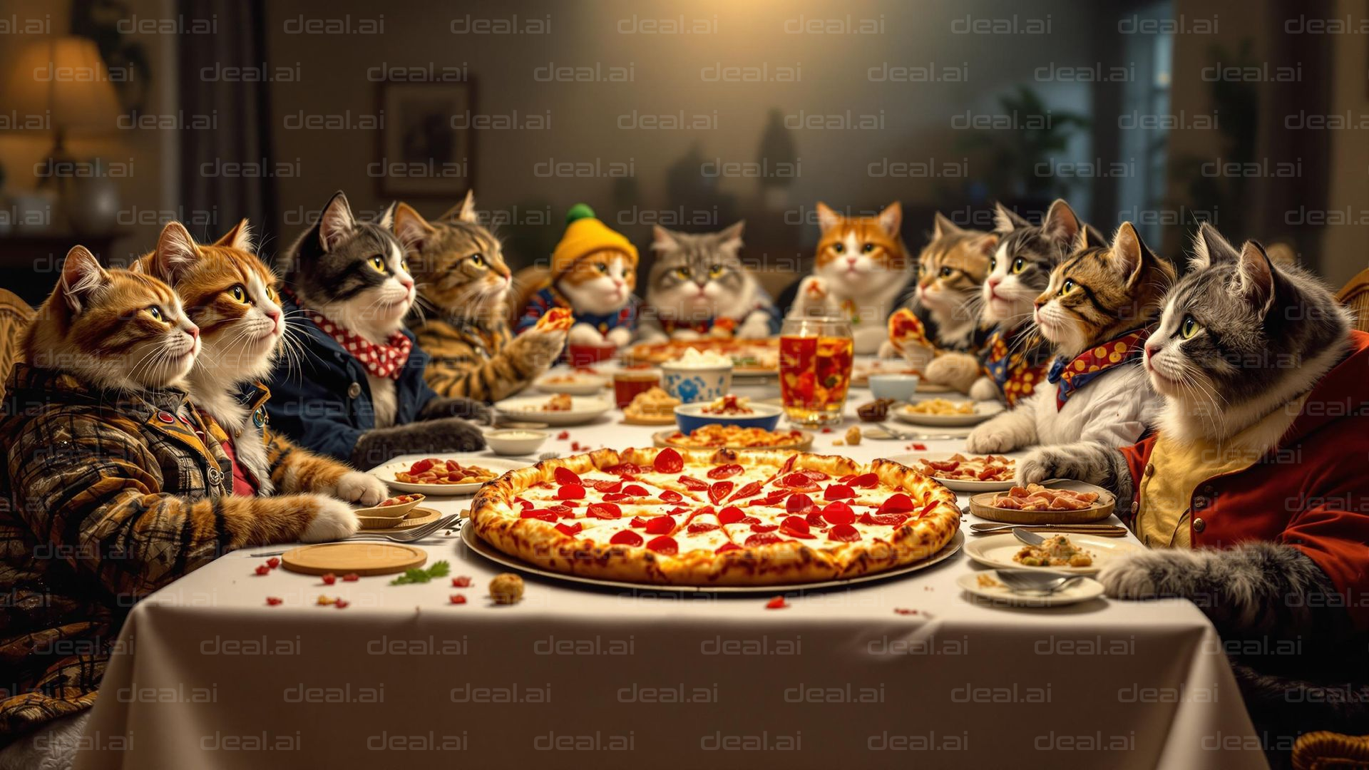Cats’ Pizza Party Gathering