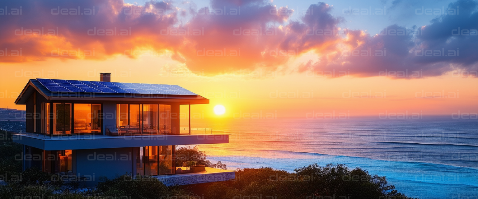 Seaside Sunset at Modern Solar Home